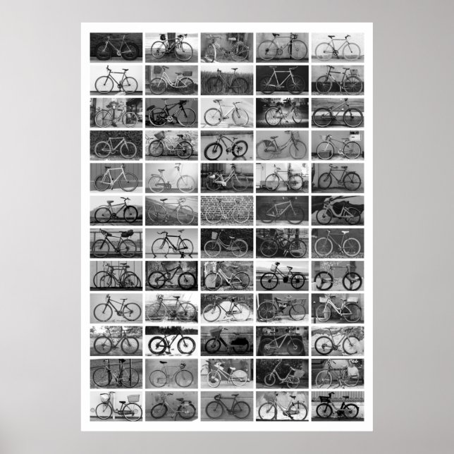 BICYCLES Collage - Svartvitt Poster (Framsidan)