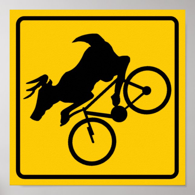 Bicycling Hjort Crossing Highway Sign Poster (Framsidan)