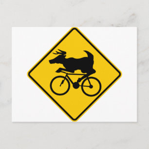 Bicycling Hjort Crossing Highway Sign Vykort