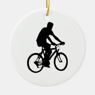 Bicyclist Silhouette Julgransprydnad Keramik