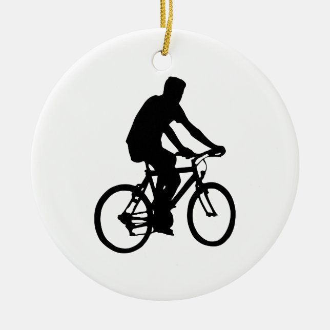 Bicyclist Silhouette Julgransprydnad Keramik (Framsidan)