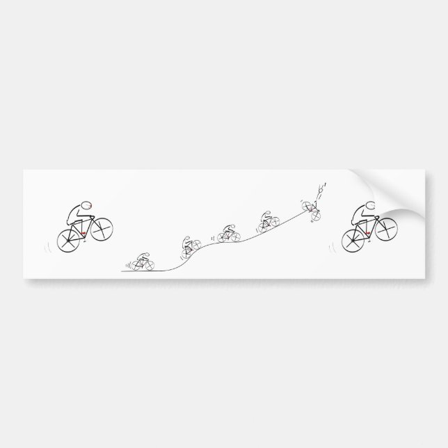 Bicyclist som går över backe bildekal (Framsidan)