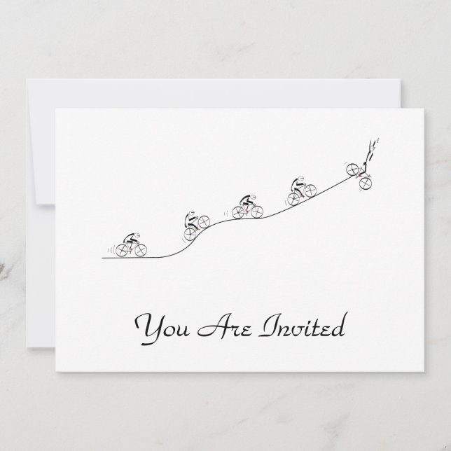 Bicyclist som går över backe inbjudningar (Framsida)