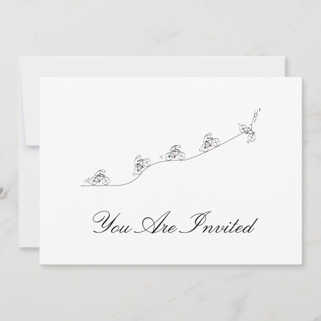 Bicyclist som går över backe inbjudningar (Framsida)