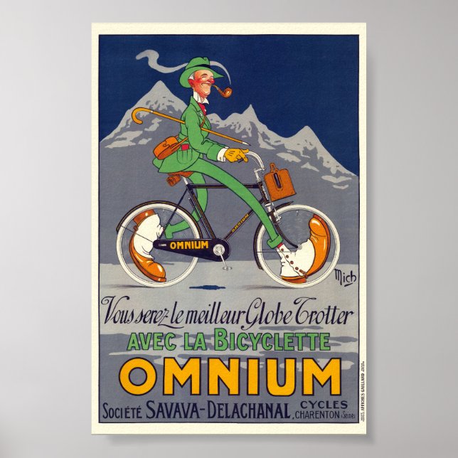 Bicyette Omnium Vintage affisch 1924 (Framsidan)
