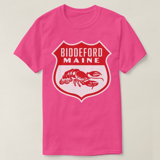 Biddeford Maine Retro Shield Red T Shirt (Design framsida)