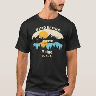 Biddeford Maine Souvenir Bergssolnedgång T Shirt