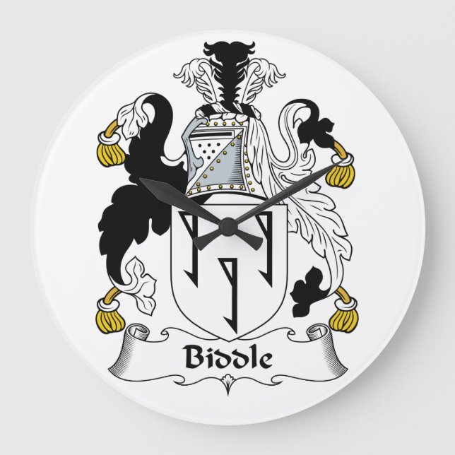 Biddle Family Crest Stor Klocka (Framsida)