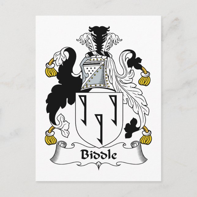 Biddle Family Crest Vykort (Framsida)