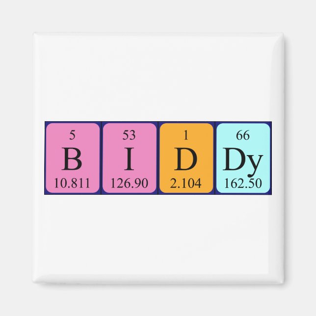Biddy periodiskt återkommande magnet bord namn (Framsidan)