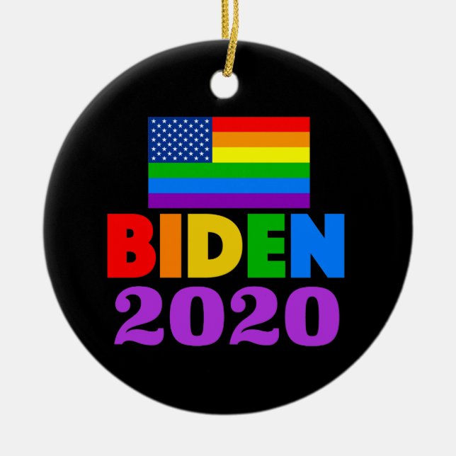 Biden 2020 Regnbåge Gay pride Julgransprydnad Keramik (Framsidan)