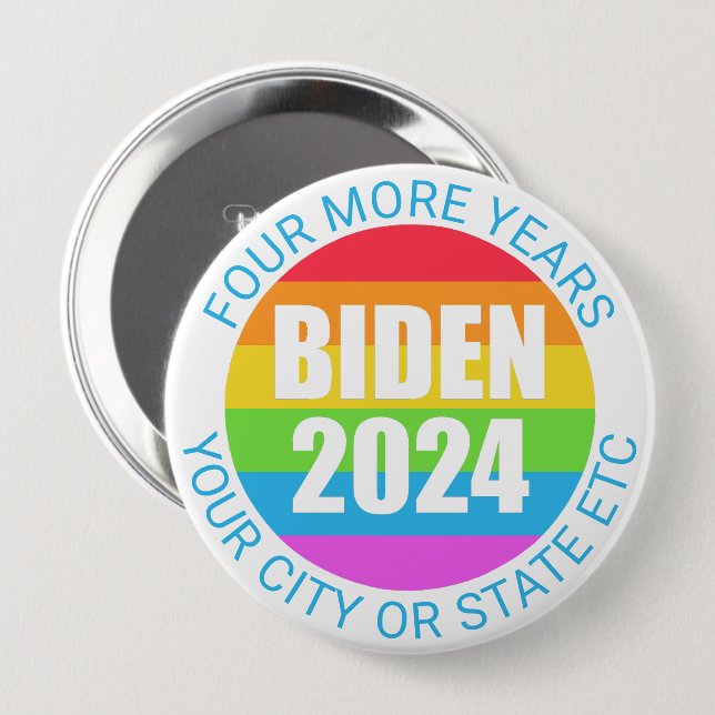 Biden 2024 Rainbow Färg 4 Fler år Kampanj Knapp (Framsida & baksida)