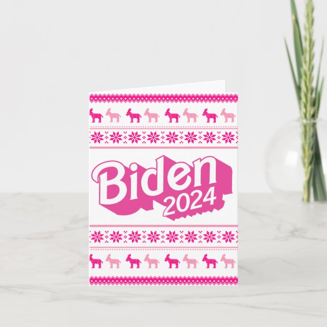 Biden 2024 Rosa Julsötare Kort (Framsida)