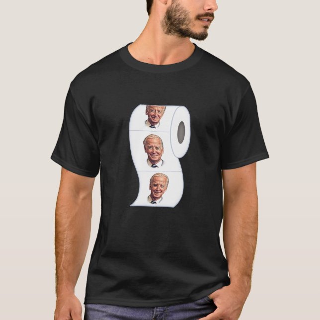 Biden Ansikte på illustration av Papper Tecknad fö T Shirt (Framsida)
