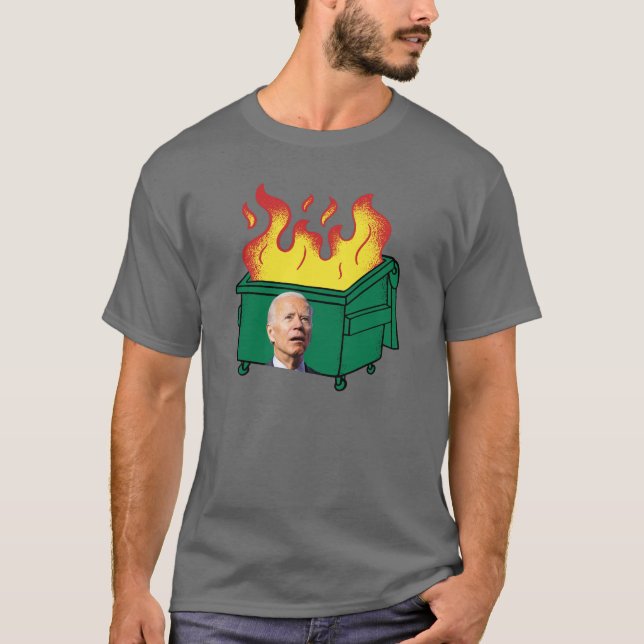 Biden Dumpster Fire Funny Confused Biden AntiBiden T Shirt (Framsida)