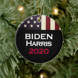 BIDEN HARRIS 2020 American Flagga Julgransprydnad Keramik