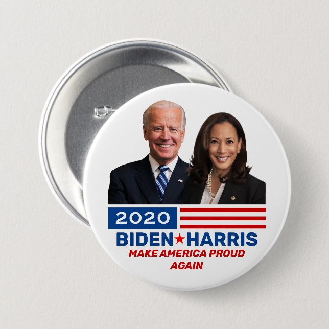 Biden Harris 2020 Inkasserbar Kampanj Pinback Knapp (Framsida & baksida)