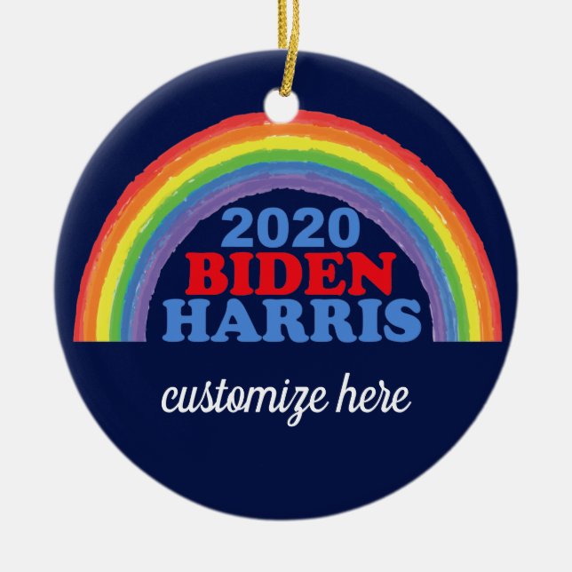 Biden Harris 2020 Rainbow Anpassningsbar jul Julgransprydnad Keramik (Framsidan)