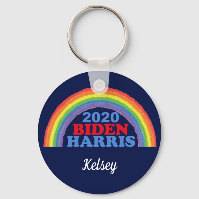 Biden Harris 2020 Rainbow Anpassningsbar Nyckelring (Framsida)