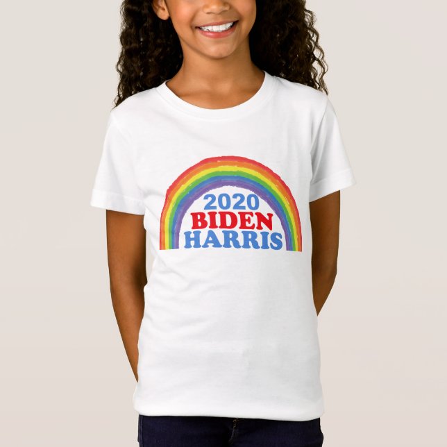 Biden Harris 2020 Rainbow Kids T Shirt (Framsida)
