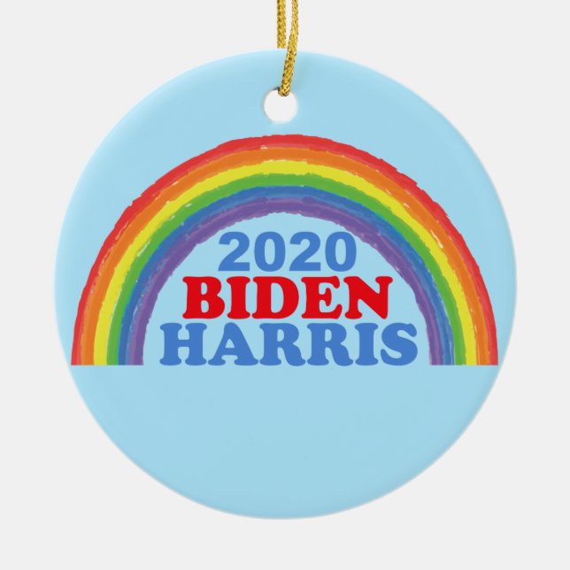 Biden Harris 2020 Regnbåge Jul Julgransprydnad Keramik (Framsidan)