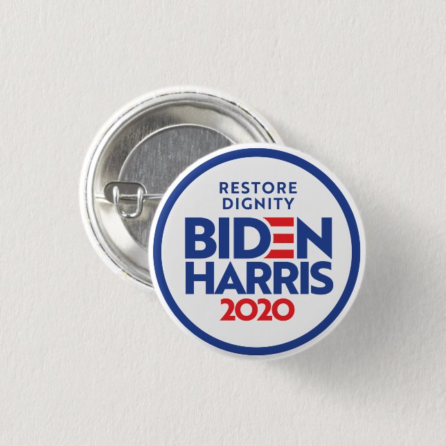 BIDEN HARRIS 2020: Restore Dignity Knapp (Framsida & baksida)