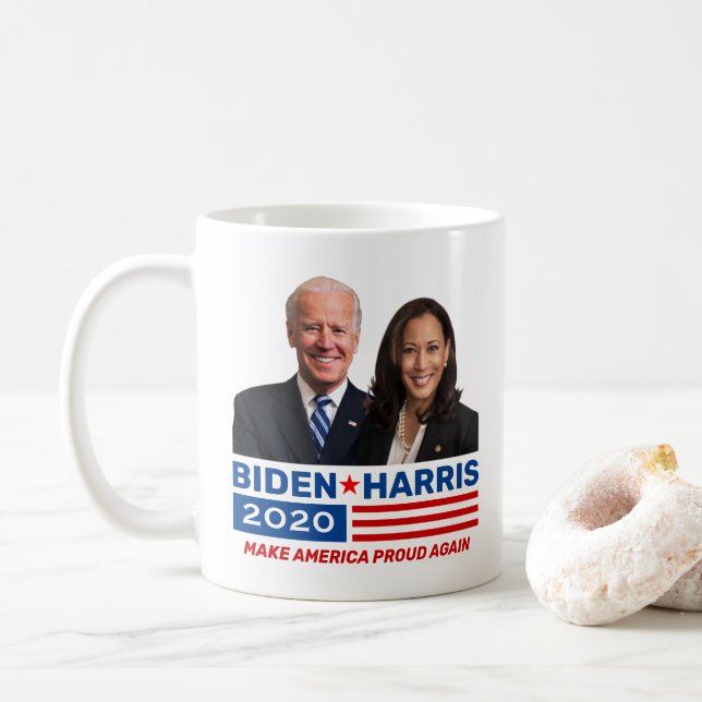 Biden Harris 2020 Rött vitt blått val med foto Kaffemugg (Med munk)