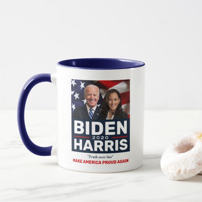 Biden Harris 2020 Truth över Ljuger Photo Two-Tone Mugg (Med munk)