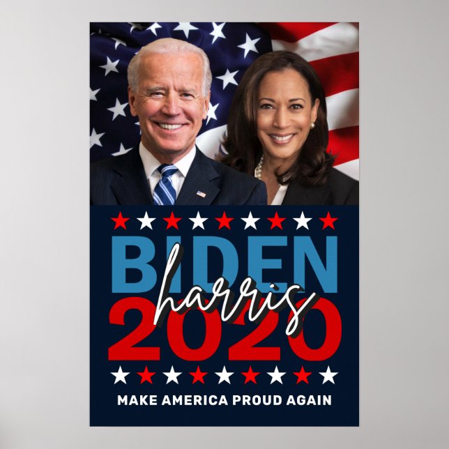Biden Harris 2020 Val Patriotic Flagga Photo Poster (Framsidan)