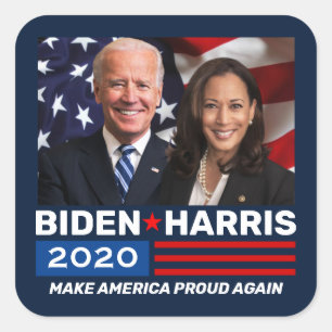 Biden Harris 2020 Valet Patriotic Flagga Photo Fyrkantigt Klistermärke