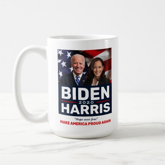Biden Harris 2020 Valhopp över fruktan med foto Kaffemugg (Vänster)