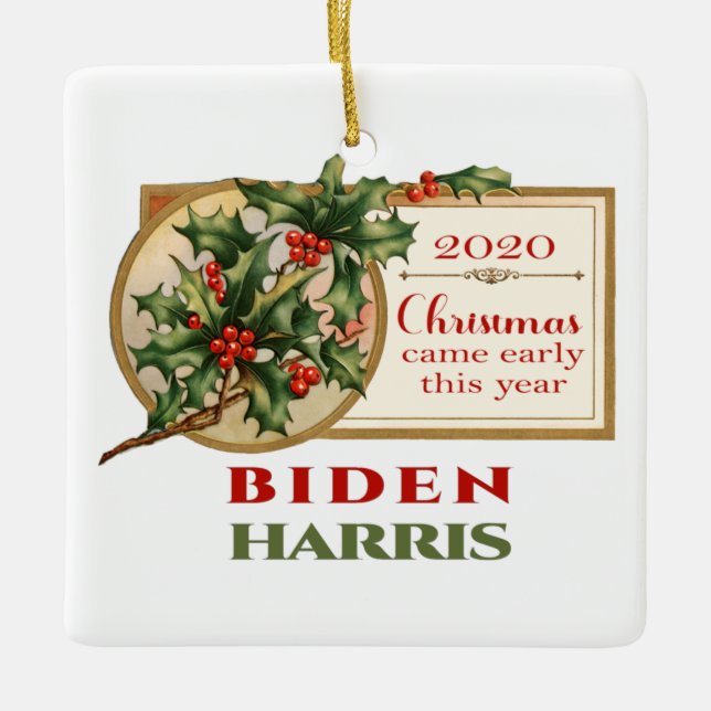 Biden/Harris 2020 Vintage God Blommigt Julgransprydnad Keramik (Framsida)