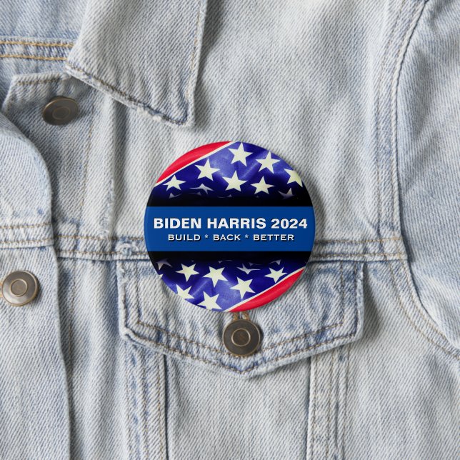 Biden Harris 2024 BYGG BACK BETTER Round Button Knapp (In Situ)