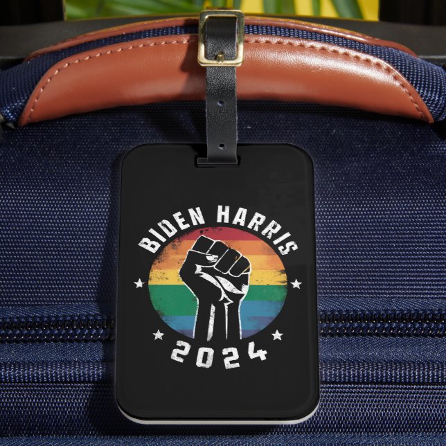 Biden Harris 2024 HBT regnbåge HBTQ Pride val  Bagagebricka (Framsida Insitu 2)