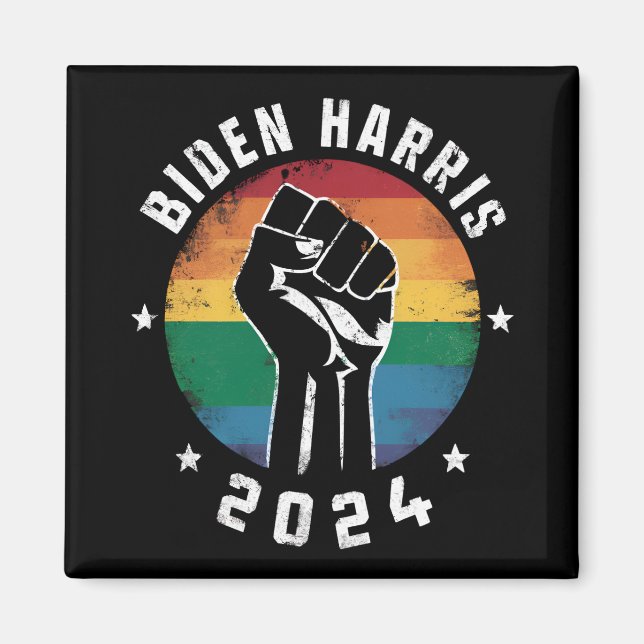 Biden Harris 2024 HBT regnbåge HBTQ Pride val  Magnet (Framsidan)