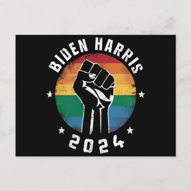 Biden Harris 2024 HBT regnbåge HBTQ Pride val  Vykort (Framsida)