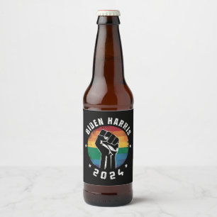 Biden Harris 2024 HBT regnbåge HBTQ stolthet val Ölflaska Etikett