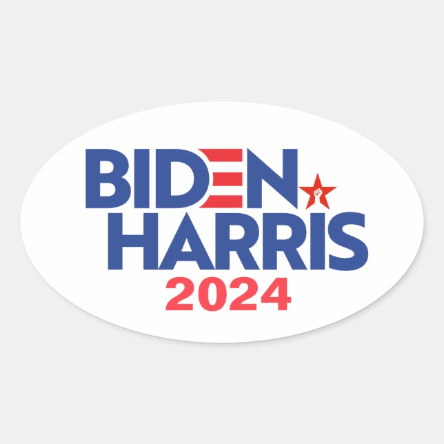 Biden Harris 2024 Ovalt Klistermärke (Framsida)