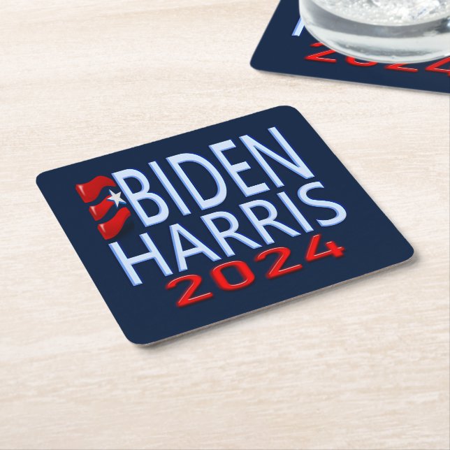 Biden Harris 2024 Presidentval Underlägg Papper Kvadrat (Vinklad)