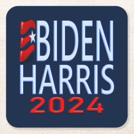 Biden Harris 2024 Presidentval Underlägg Papper Kvadrat
