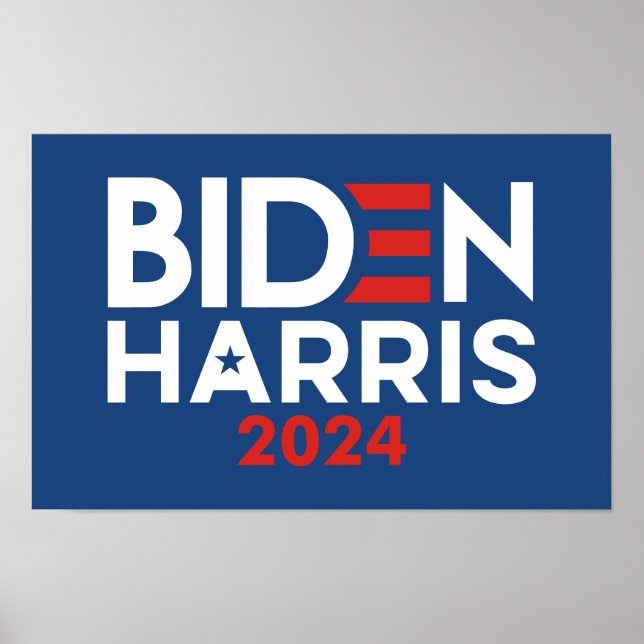 Biden Harris 2024 star - Rött vitt blått Poster (Framsidan)