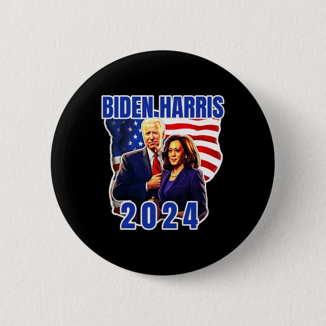 Biden Harris American Flagga Vote 2024 Val Knapp (Framsida)