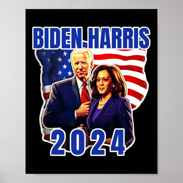 Biden Harris American Flagga Vote 2024 Val Poster (Framsidan)