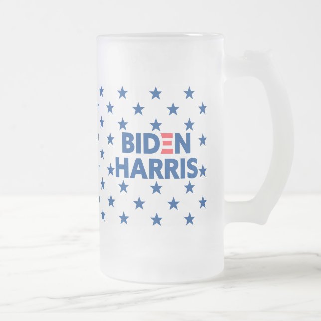 Biden/Harris Blue Stars Mönster Frostat Ölglas (Höger)
