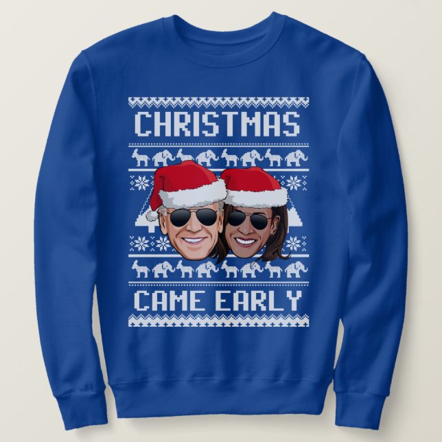 BIDEN HARRIS: CHRISTMAS CAME TIDIGT LÅNG ÄRMAD TRÖJA (Design framsida)