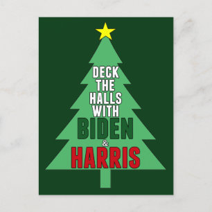 Biden Harris julgran Deck the Halls Helg Vykort