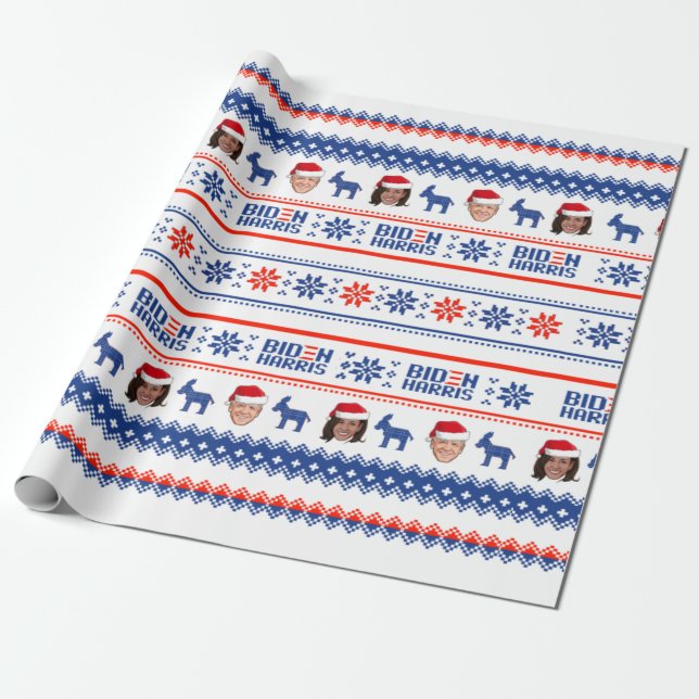 Biden Harris Mönster Helgdag Wrapping Papprare Presentpapper (Utrullad)