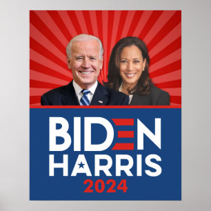 Biden Harris Photo - 2024 star - Rött vitt blått Poster