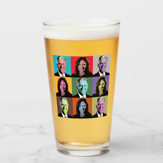 Biden Harris Pop Art (Neon) Glaskopp (Framsida fylld)