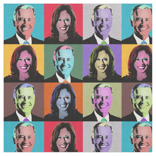 Biden Harris Pop Art (Neon) Tyg (Närbild)